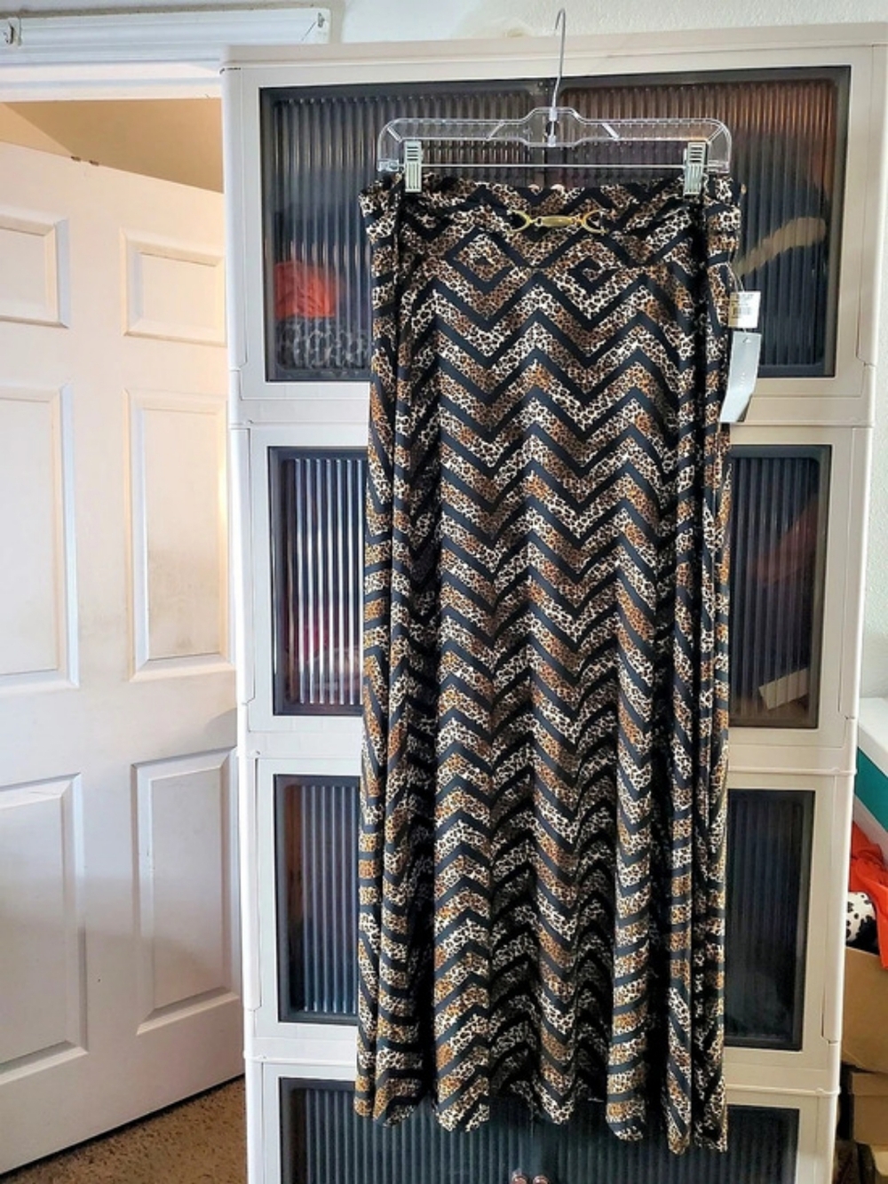 Geometric Maxi Skirt in Black & Gold NWT